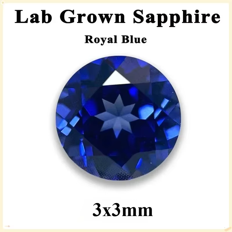 Saphir de laboratoire taille ronde rose/orange/bleu royal/jaune pour la fabrication de bijoux DIY, m