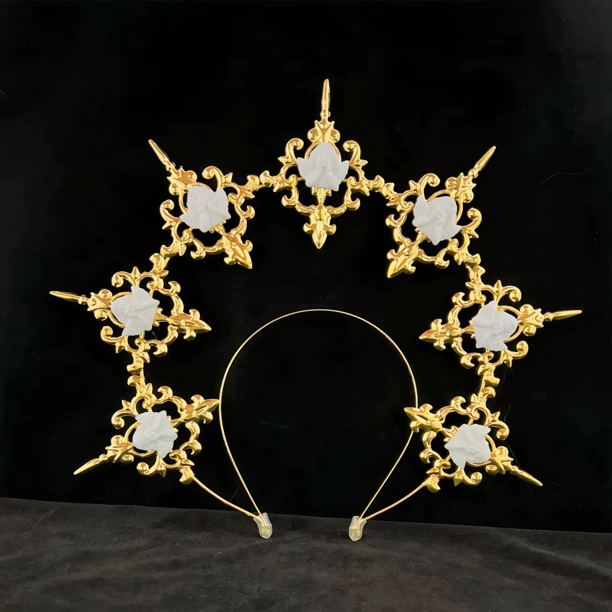 Gothique foncé Lolita Halo diamant soleil couronne Baroque bandeau femmes accessoires de mode cheveu