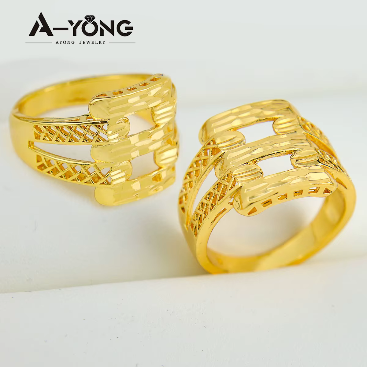 Bagues de mariage couleur or dubaï, plaquées or 18 carats, bagues de luxe arabe et africaine pour fe