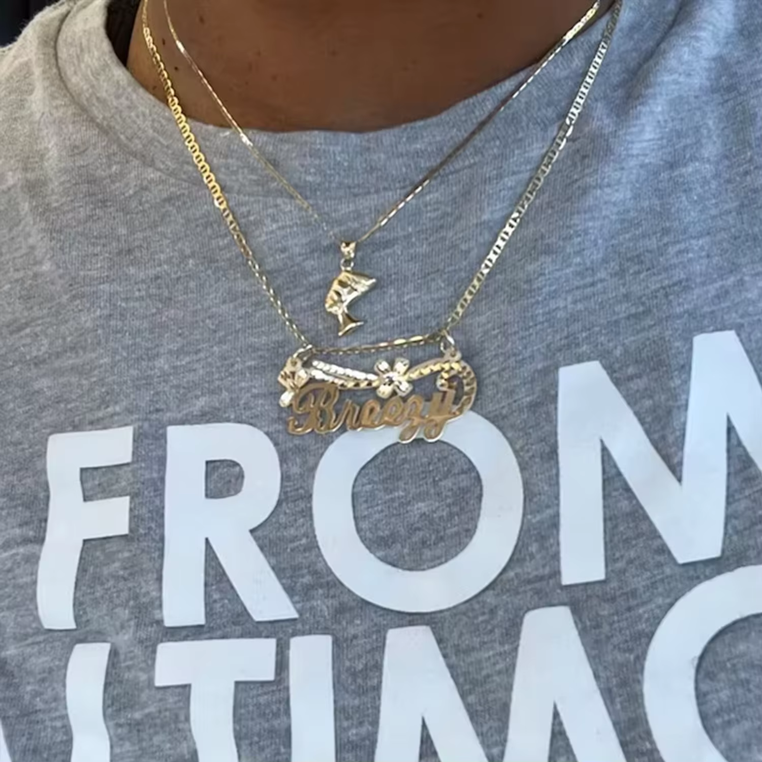 Collier plaqué or 14 carats, pendentif personnalisé fait main avec nom, bijoux en acier inoxydable p