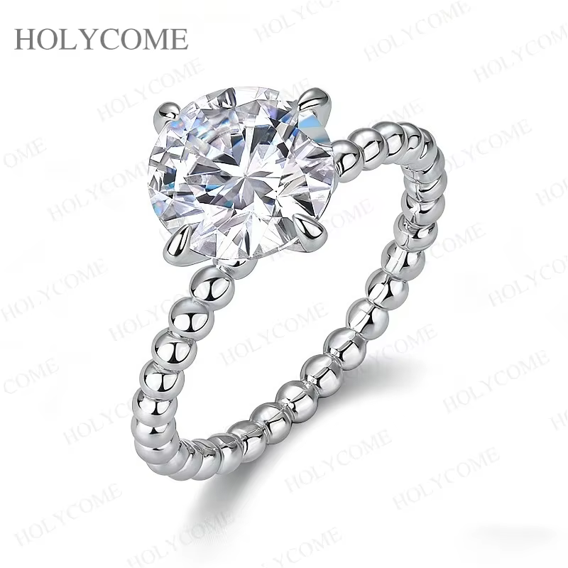 Bague de fiançailles en moissanite à 4 griffes 2CT et 3CT en argent sterling 925 couleur D VVS1, bag
