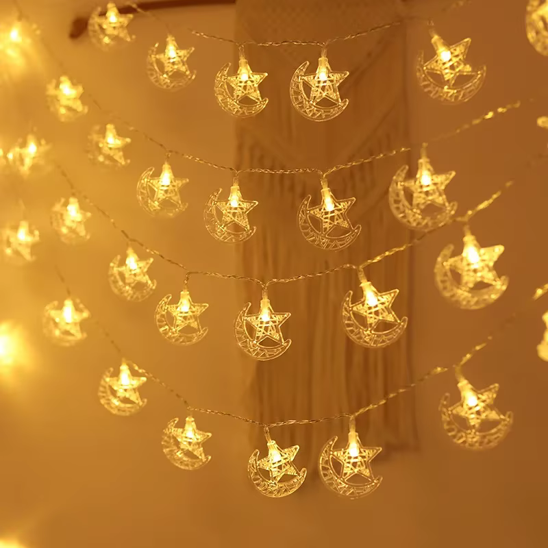1.5/3M Eid Mubarak LED étoile lune lumière chaîne maison islamique musulman Festival fête Ramadan Ka
