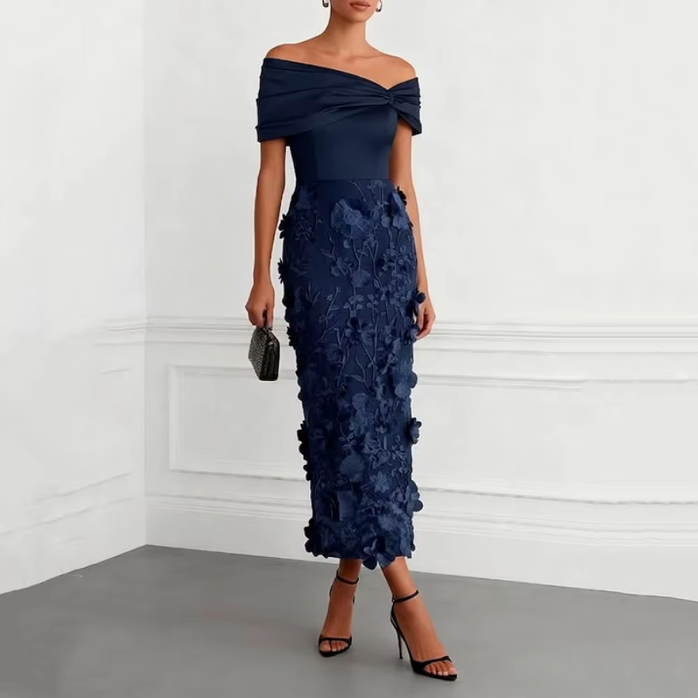 Robe de soirée personnalisée pour mariage, exquise, à épaules dénudées, droite, avec appliques, long