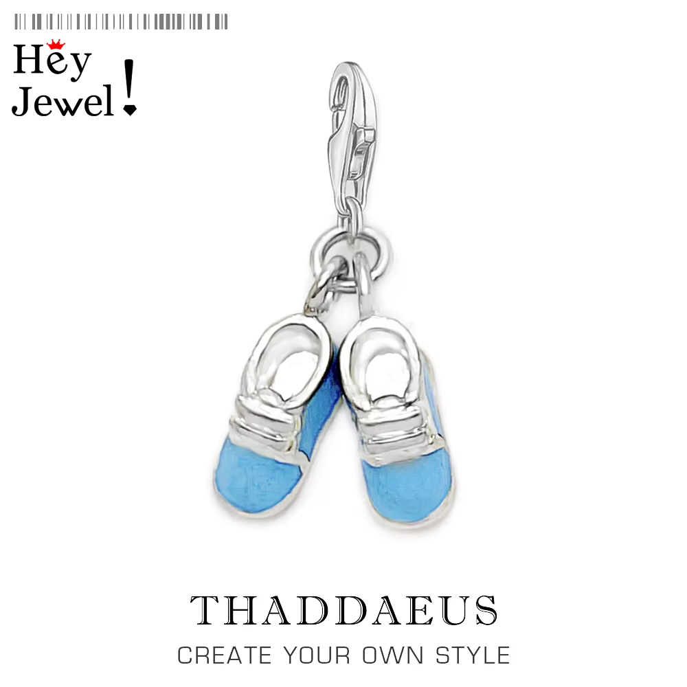 Mini pendentifs mignons pour bébé, chaussures en émail, perles, breloque en argent Sterling 925, fab