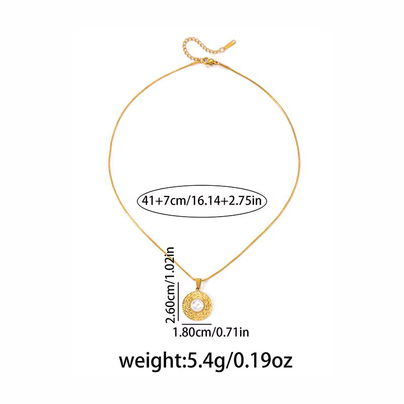 Collier pendentif rond ovale en acier inoxydable 316L ANENJERY pour femmes, bijoux élégants vintage 