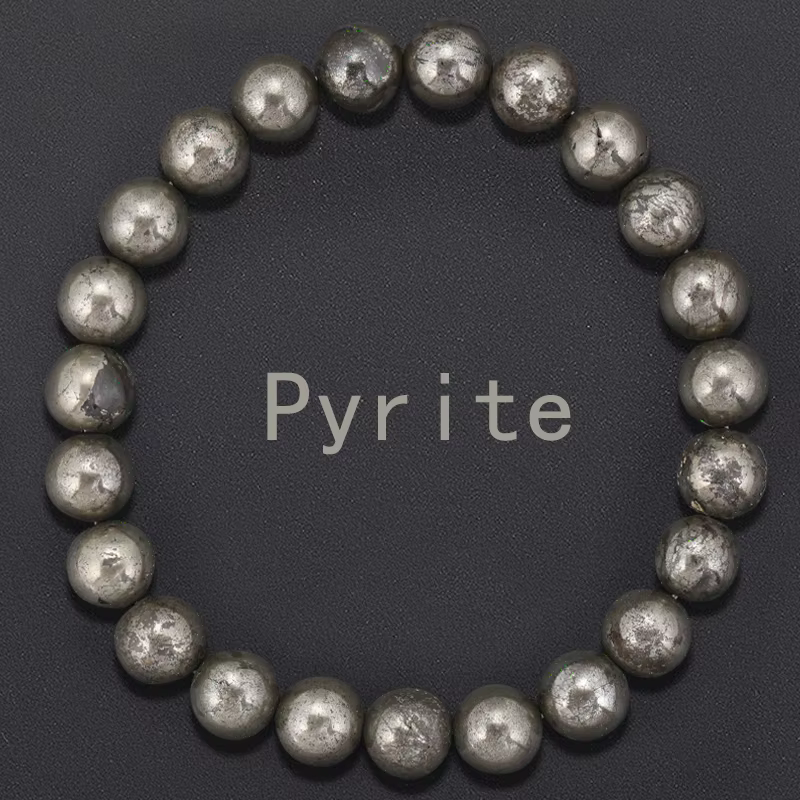 Bracelets perlés en pierre de pyrite pour hommes et femmes, pierre d'hématite naturelle, brin de min