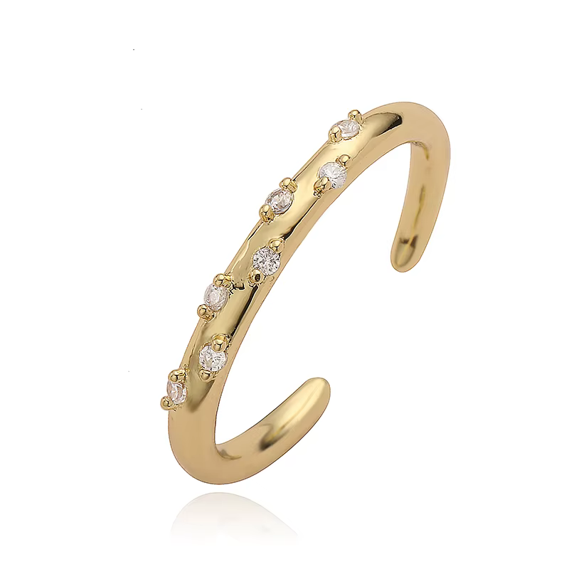 HECHENG, bague en laiton plaqué or 18 carats, couleur arc-en-ciel incrustée de zircone cubique, bagu