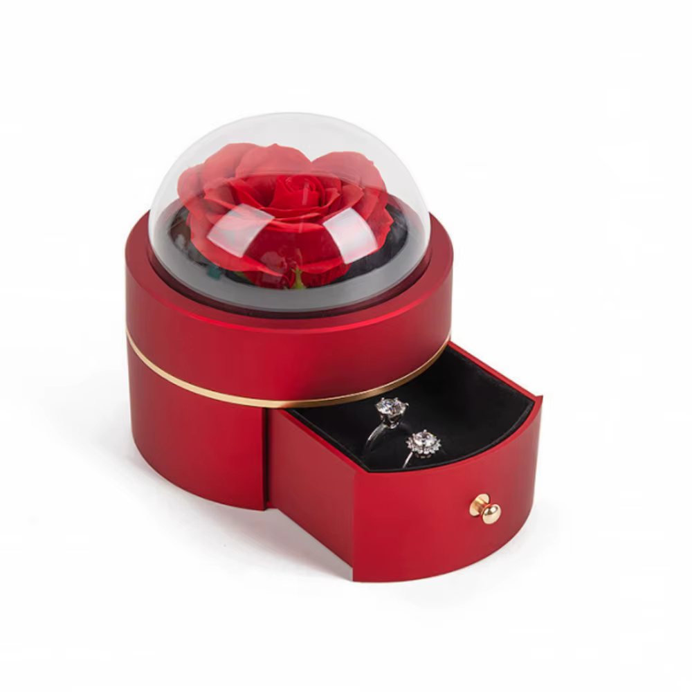 Boîte à bijoux sphérique à nœud avec Rose éternelle, boîte à bagues pour filles, femmes, cadeaux d'a