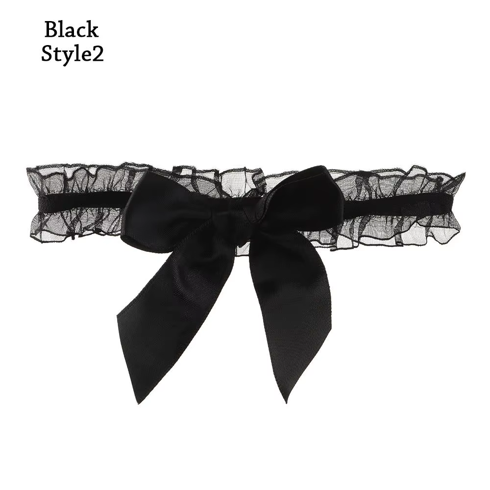 Ceinture de jarretelles bleu en dentelle florale pour femmes, bas à boucle d'anneau de jambe, nœud S