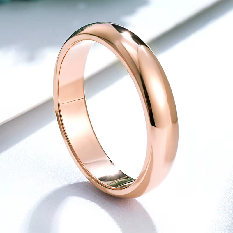 Bague de Couple incurvée lisse, 4mm de large, intérieur et extérieur, bijoux à la mode, en acier ino