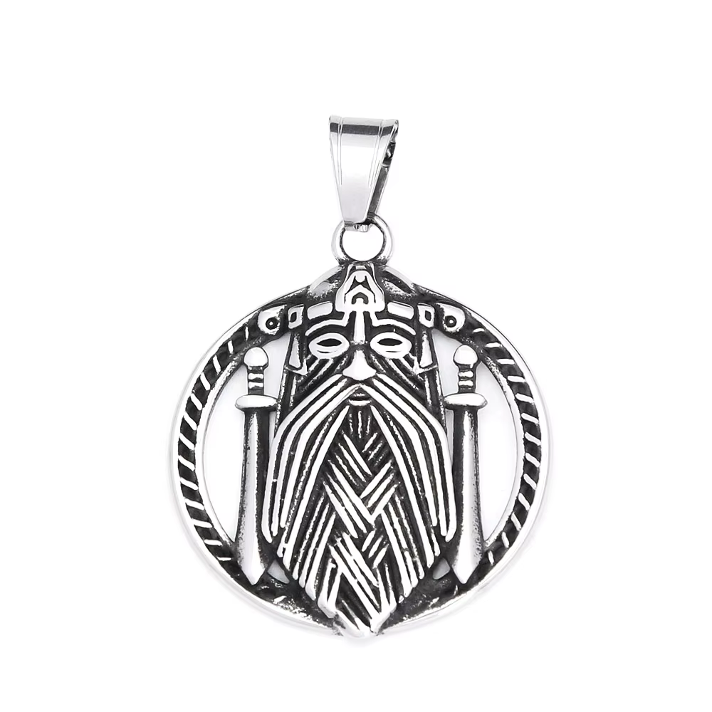 Collier pendentif Viking Odin en acier inoxydable pour homme, amulette nordique vintage, portrait av