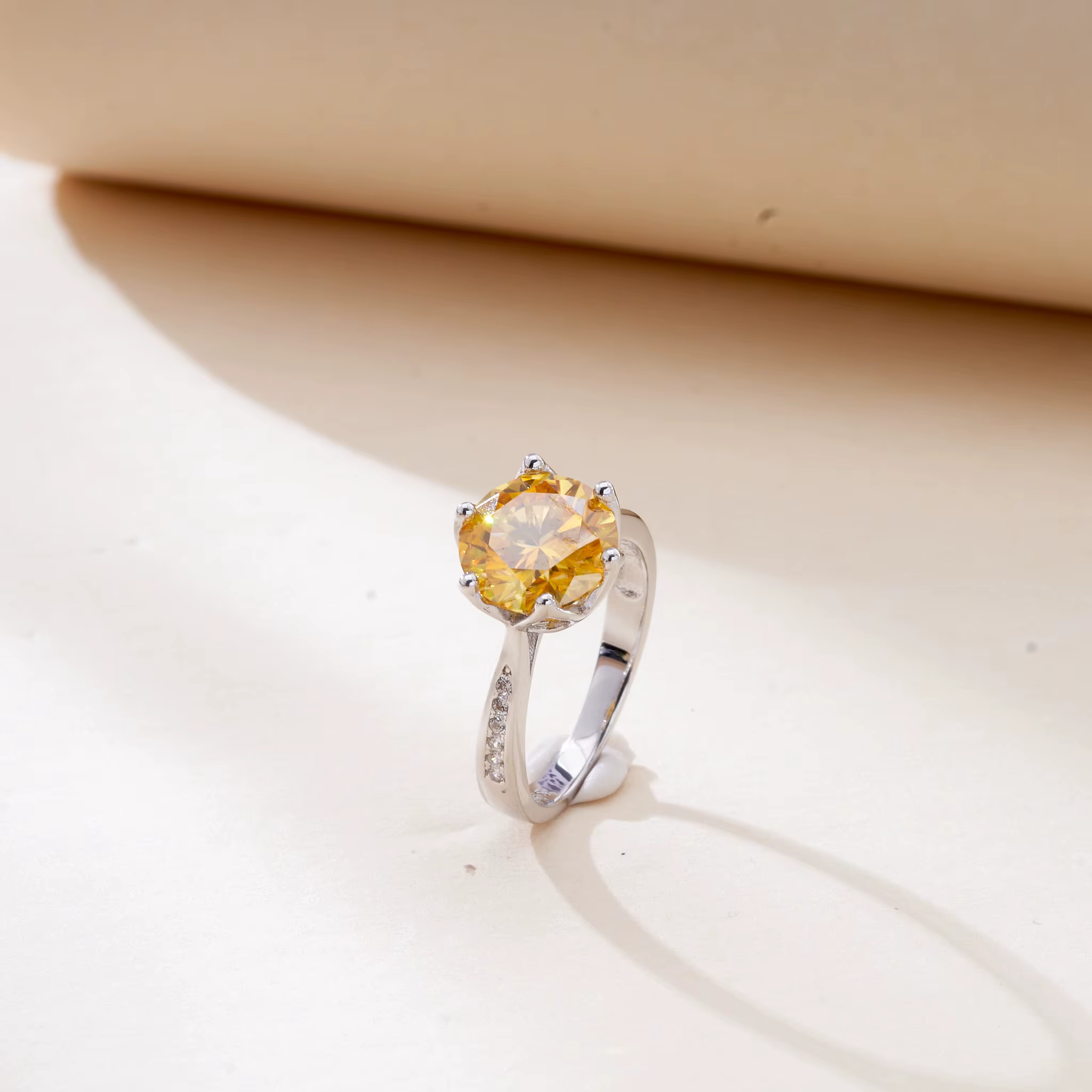 Bague Moissanite jaune or 3 carats 9mm pour femmes, bijoux en argent Sterling 925, cadeau pour la co