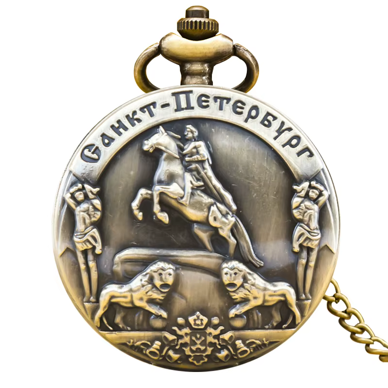 Steampunk Vintage Bronze classique chevalier Quartz montre de poche collier pendentif horloge chaîne