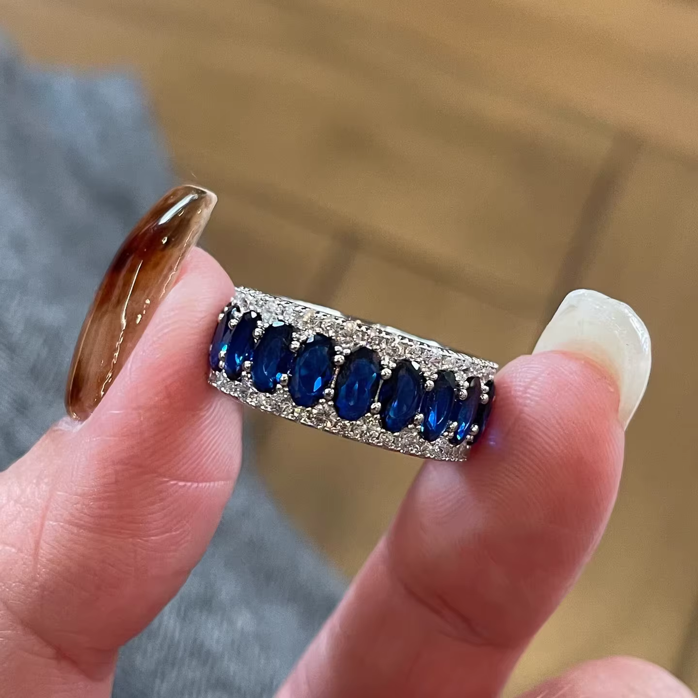 Nouveaux ensembles de bijoux bleus en diamants incrustés de haute qualité, rafraîchissants et élégan