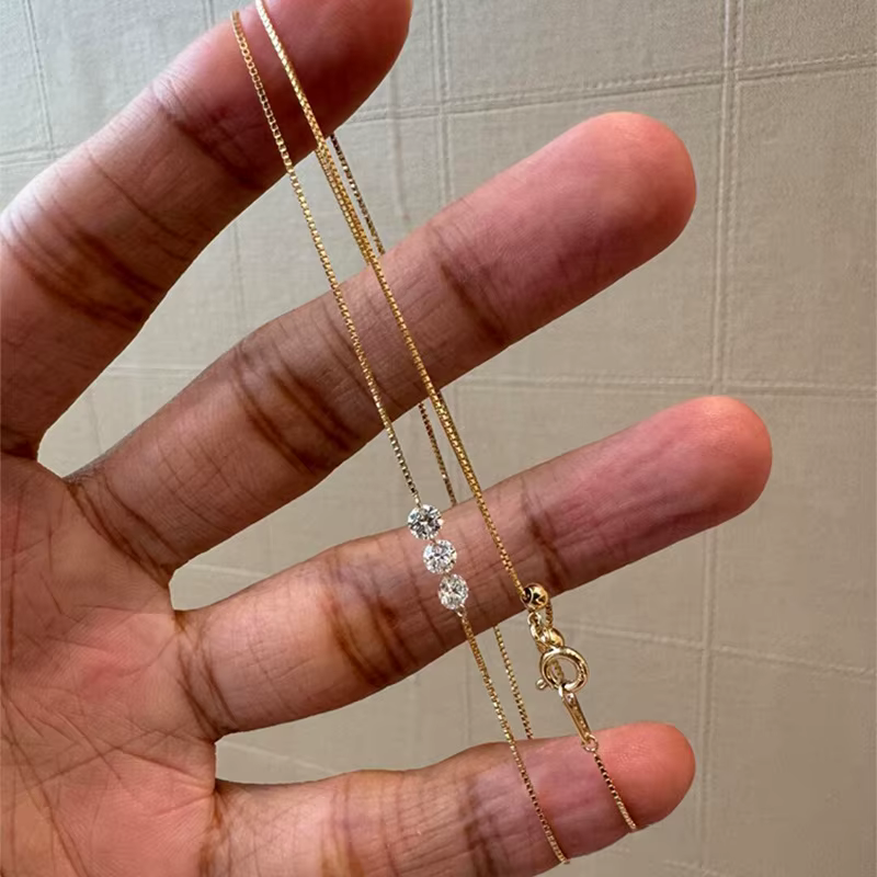 ANENJERY – collier fin à trois Zircons pour femmes, chaîne de clavicule Simple, bijoux délicats et é