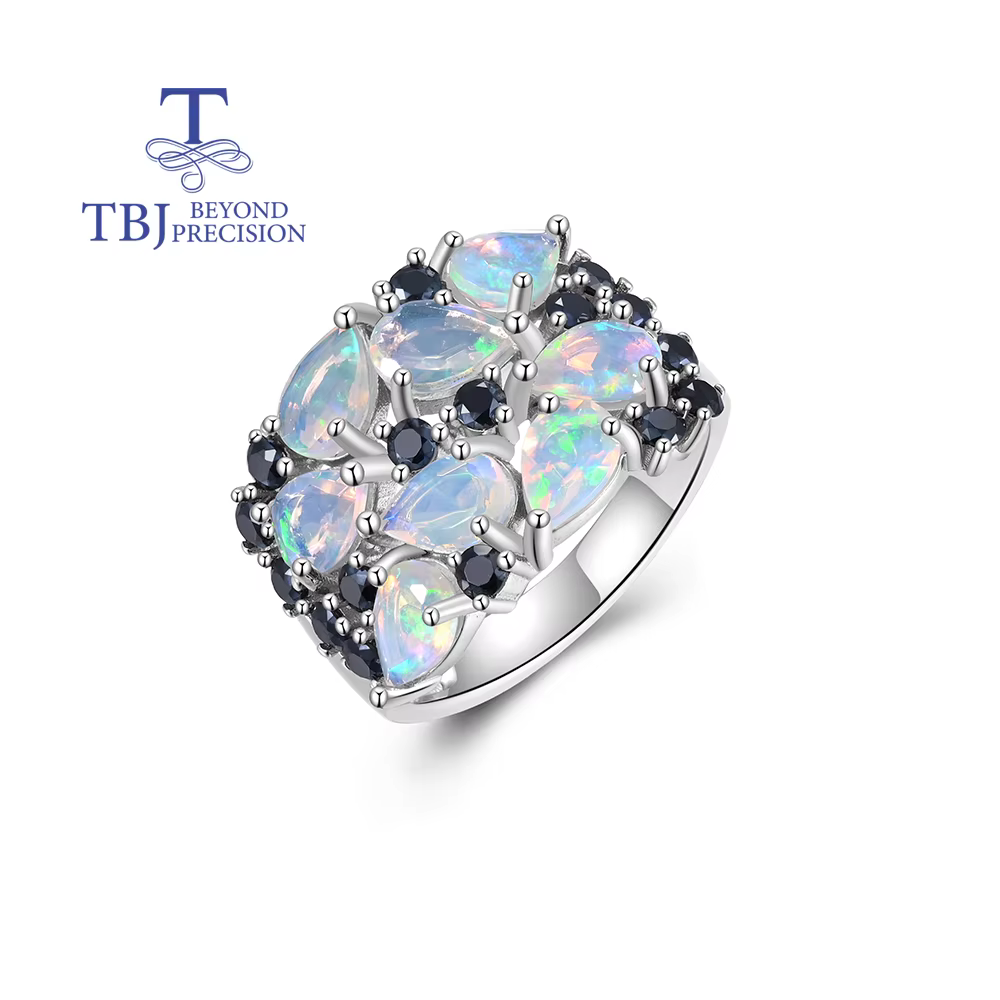 Bague de créateur magnifique 2026 pour femme, argent S925, opale naturelle, pierre de naissance d'oc