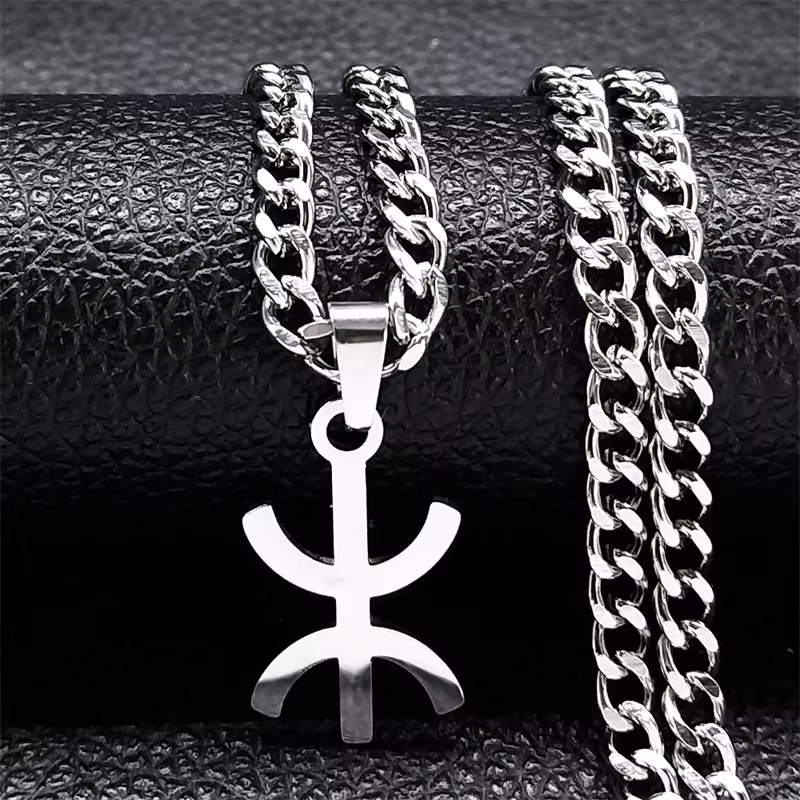 Hip Hop afrique berbères symbole pendentif colliers pour femmes hommes en acier inoxydable africain 