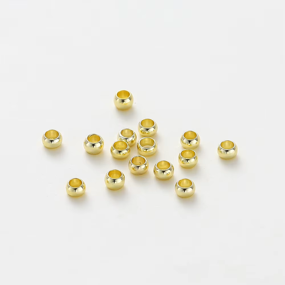Perles de positionnement en laiton plaqué or 14K/18K, 100 pièces/lot, 1.5/2/2.5mm, pour bricolage, B