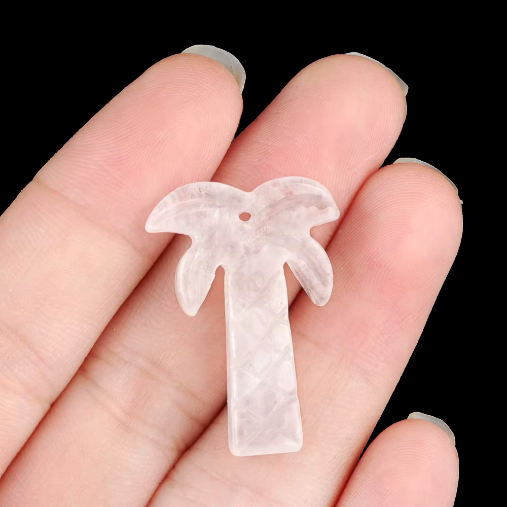 Pendentif en Quartz Rose en pierre naturelle, petit pendentif en forme de Cocos pour la fabrication 