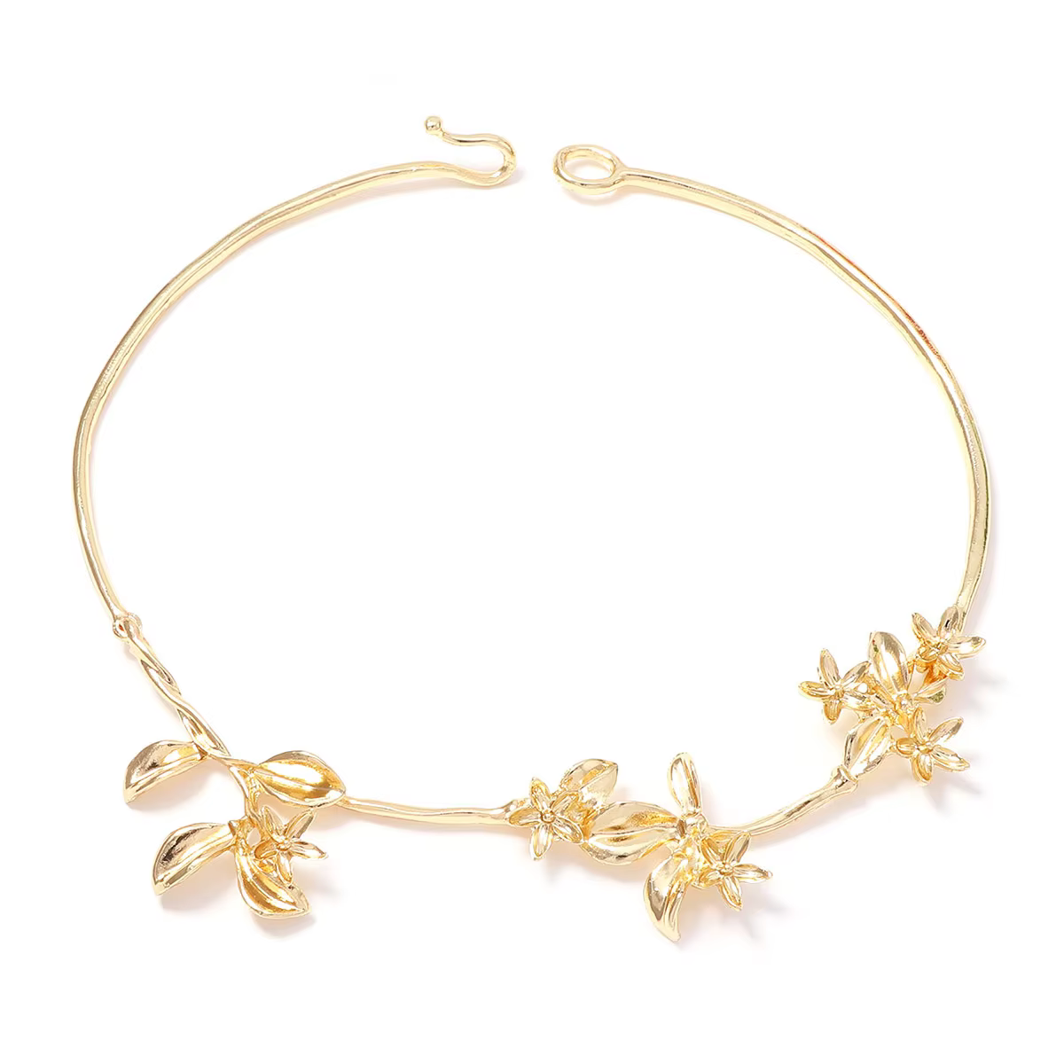 Collier ras du cou en métal doré à motif floral pour femme, avec pendentif fleur, bijou fantaisie, a