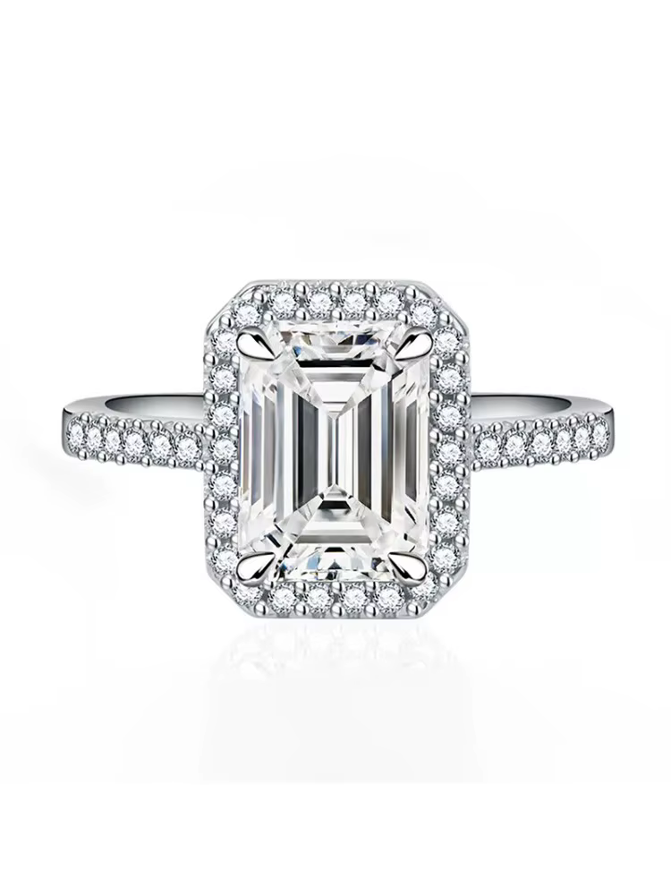 Bague carrée à quatre griffes en argent Sterling 925, 7x9mm, verte, à la mode, pour femmes, fiançail