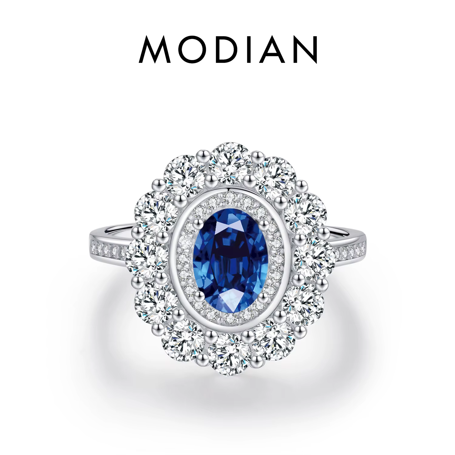 MODIAN luxe 925 en argent Sterling scintillant ovale zircone bague à breloque classique Cocktail bij