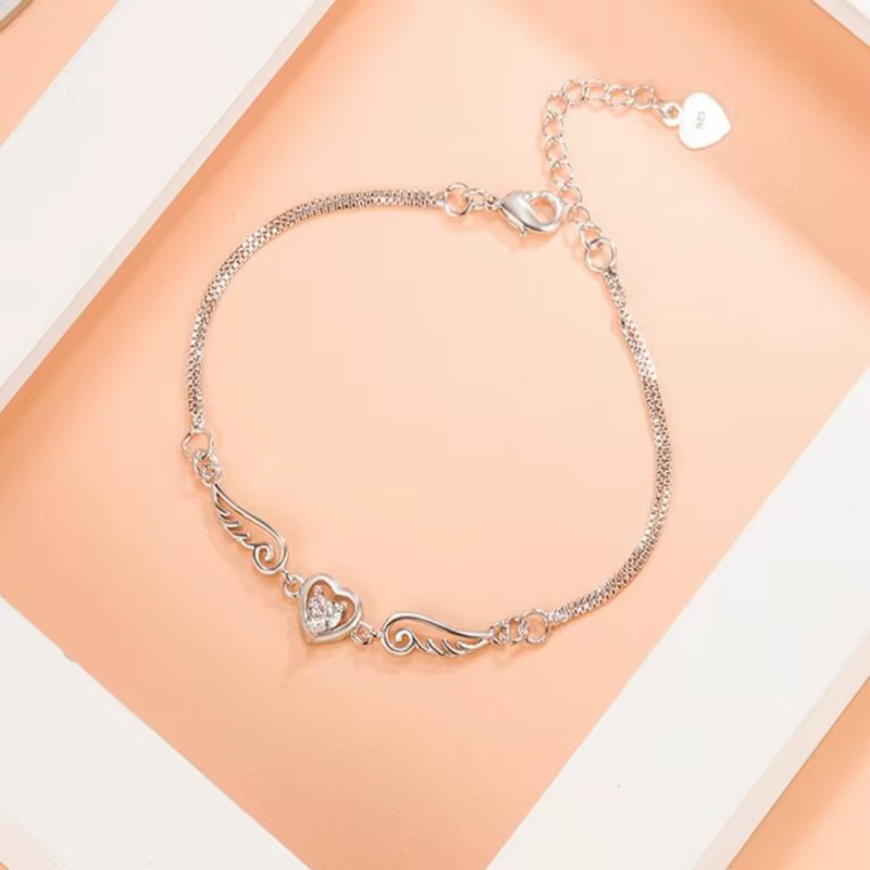 Bracelet en argent Sterling 925 pour femme, amant d'ange, Zircon, améthyste, bijoux de fiançailles, 