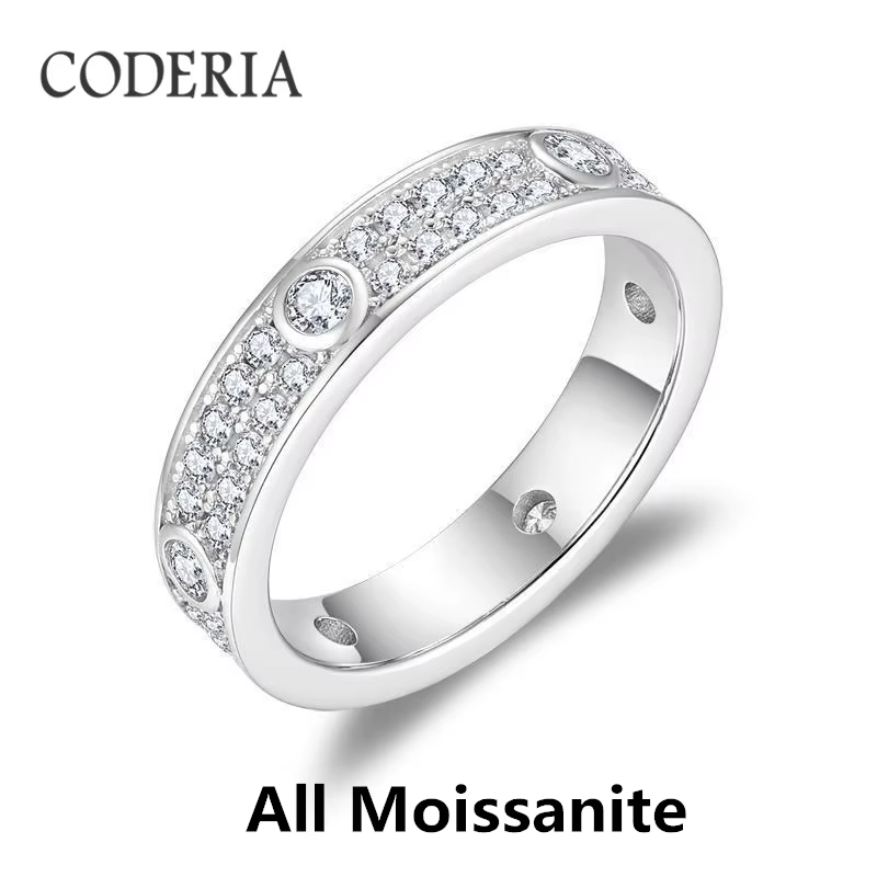 Vente chaude toutes les bagues Moissanite 3 carats pour hommes et femmes plaqué or blanc 18 carats b