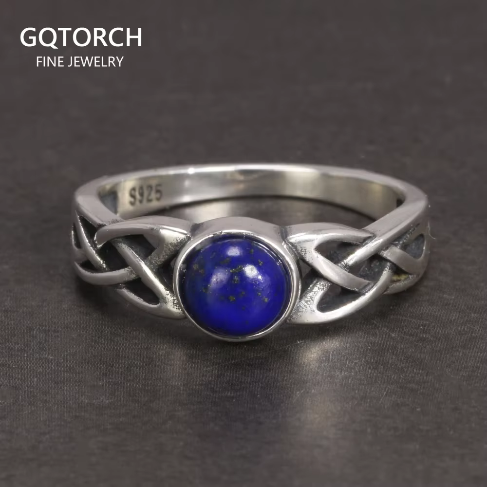 Bague lumière du jour d'elena en argent Sterling 925, en Lapis Lazuli naturel, bijoux inspirés de l'