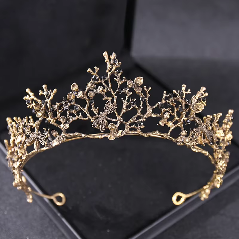 Vintage Baroque reine diadème diadème or mariage cristal strass couronne diadèmes bijoux de cheveux