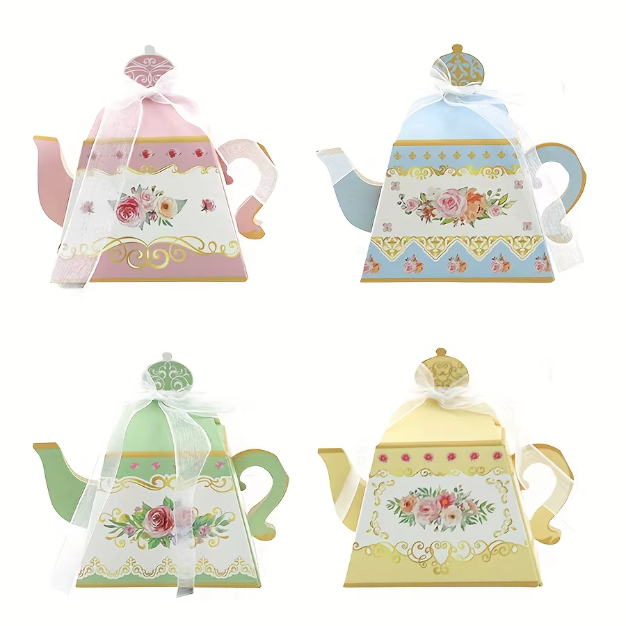 10 Mini boîte-cadeau de fête de thé florale, boîte en papier en forme de théière de printemps, parfa