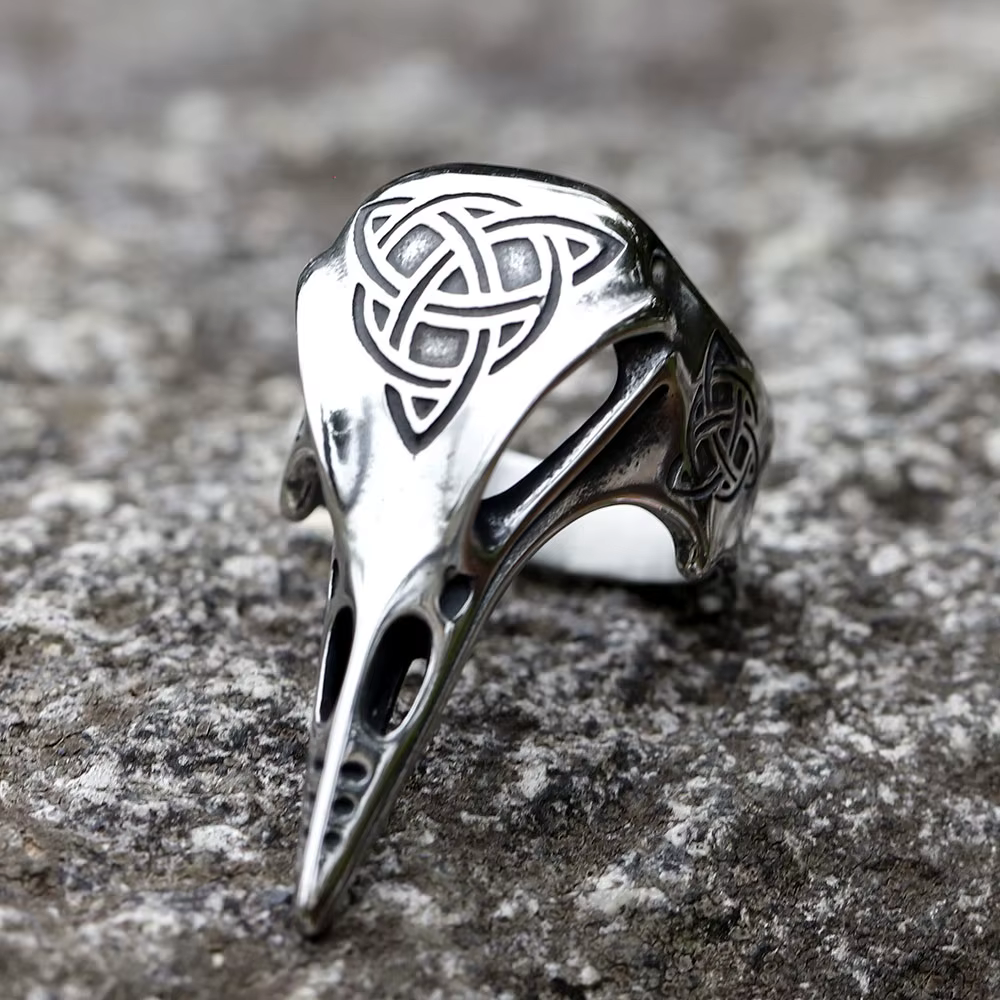 Bague Totem Noeud Celtique Vintage pour Homme, Nordic Myenson, Viking, Kokor, Tête de Corbeau, Domin