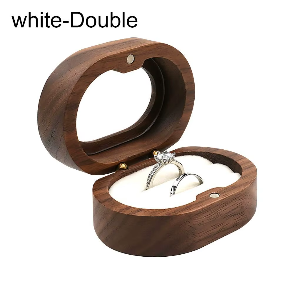 Boîte à bijoux en bois pour bagues, coffret cadeau pour amoureux, boîte de rangement pour bagues, su
