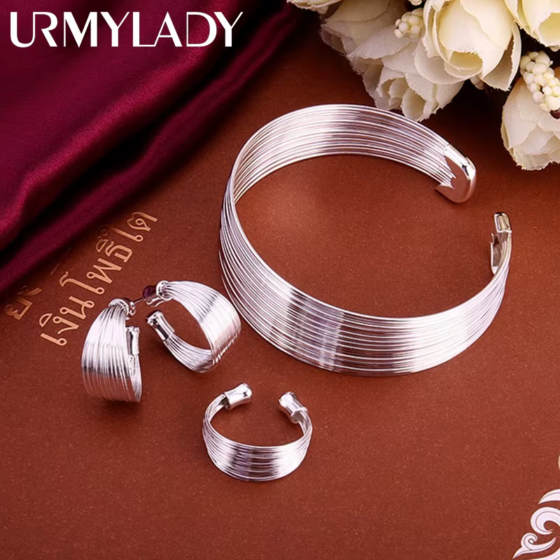 URMYLADY 925 en argent sterling de haute qualité pour les femmes dame chaîne ouverte mignon bracelet