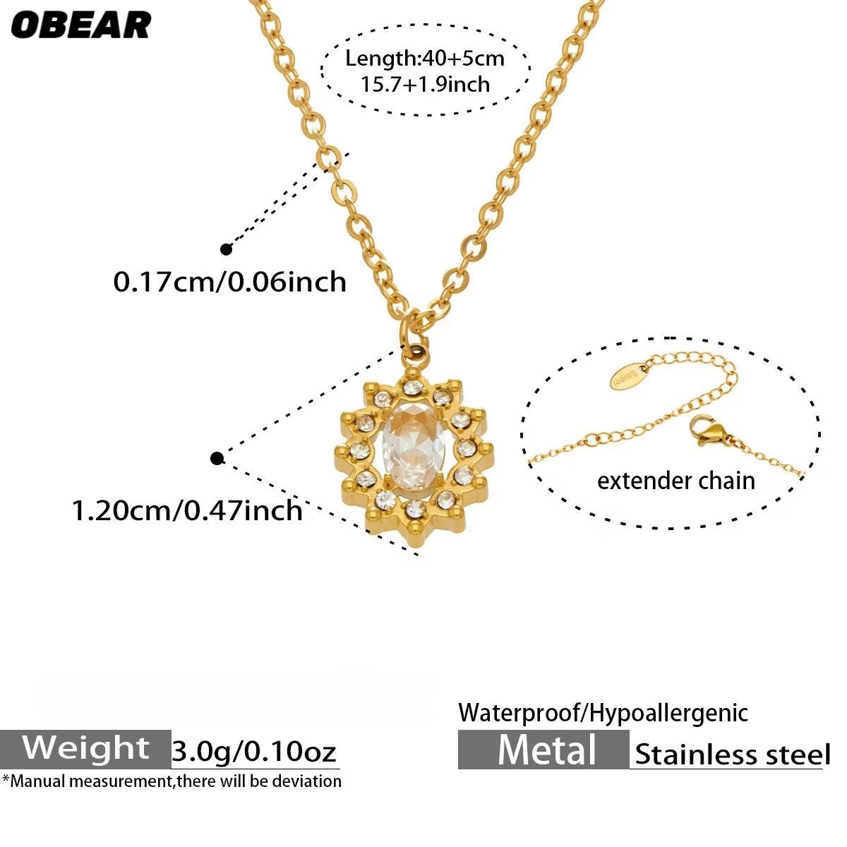 Bijoux en acier inoxydable plaqué or – Colliers et boucles d'oreilles pendantes ornés de zircone cub