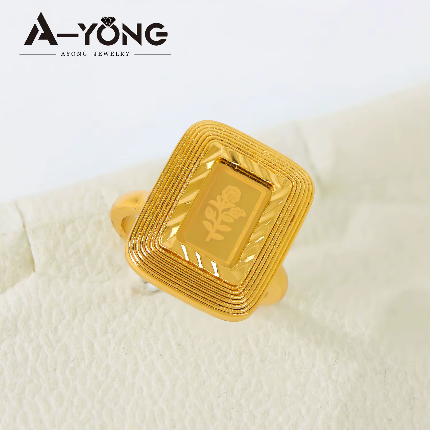 Bagues en or plaquées or 24 carats, mode dubaï, pour Banquet de mariage, Nigeria, Oman arabe, femmes