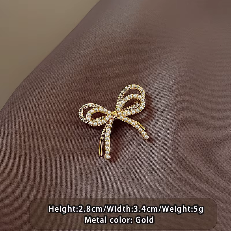 Broche de luxe légère et élégante en forme de nœud papillon en Zircon, couleur or, bijoux à la mode,
