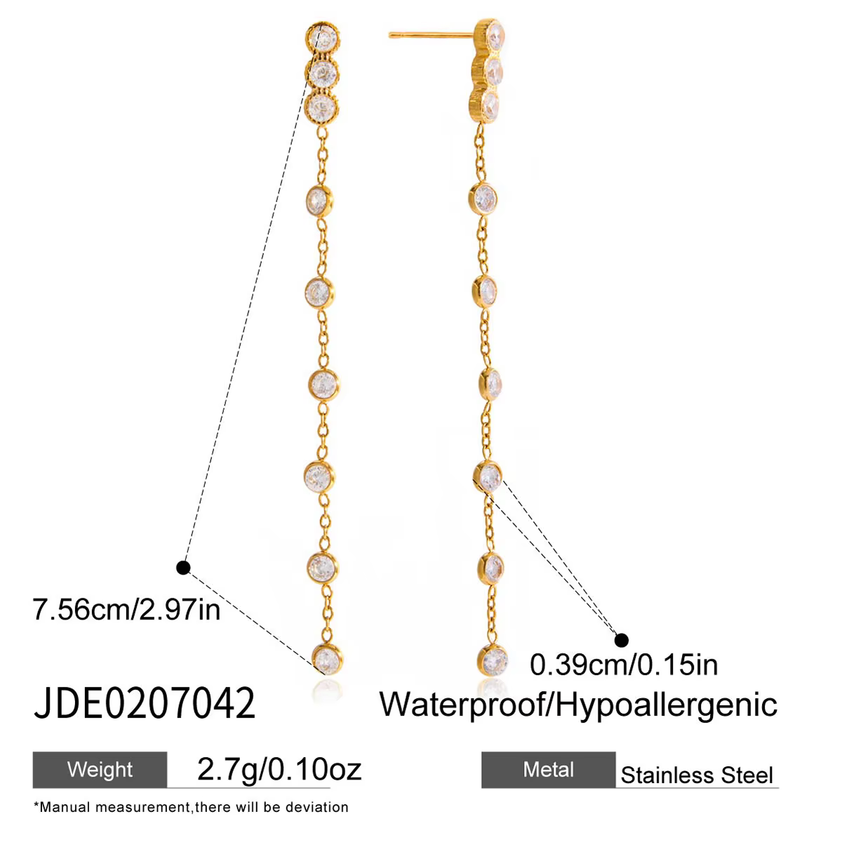 Zora minimaliste classique blanc rond Zircon gland boucles d'oreilles hypoallergénique 18K couleur o