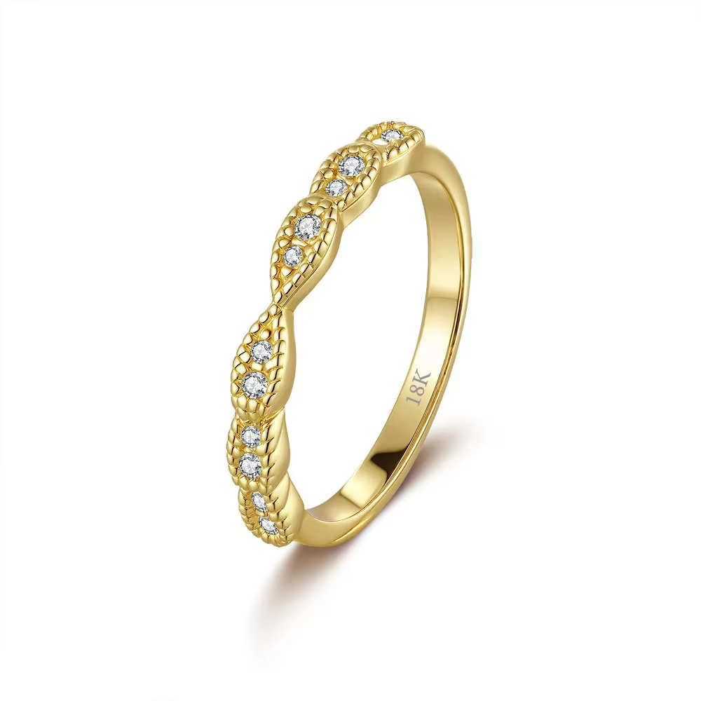 KyanGem – ensemble de bagues élégantes en or 18 carats pour femmes, avec Moissanite, bijoux de charm