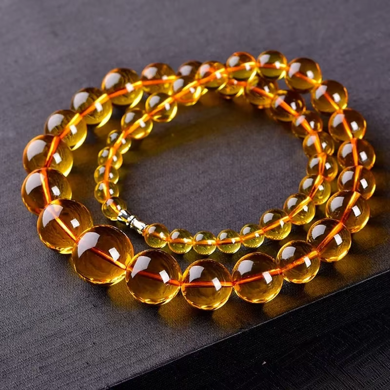 Collier de perles d'ambre pur baltique naturel pour femmes, accessoire de bijoux fins, perles d'ambr