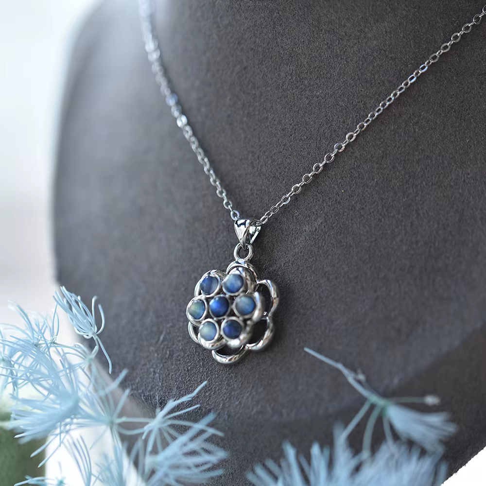 ITSMOS – bagues rotatives en Labradorite naturelle, Style fleur, pierres précieuses bleues, simples 