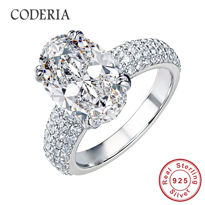 Bague en moissanite ovale brillante de 4,5 carats, 100% argent sterling 925 plaqué or blanc 18 carat