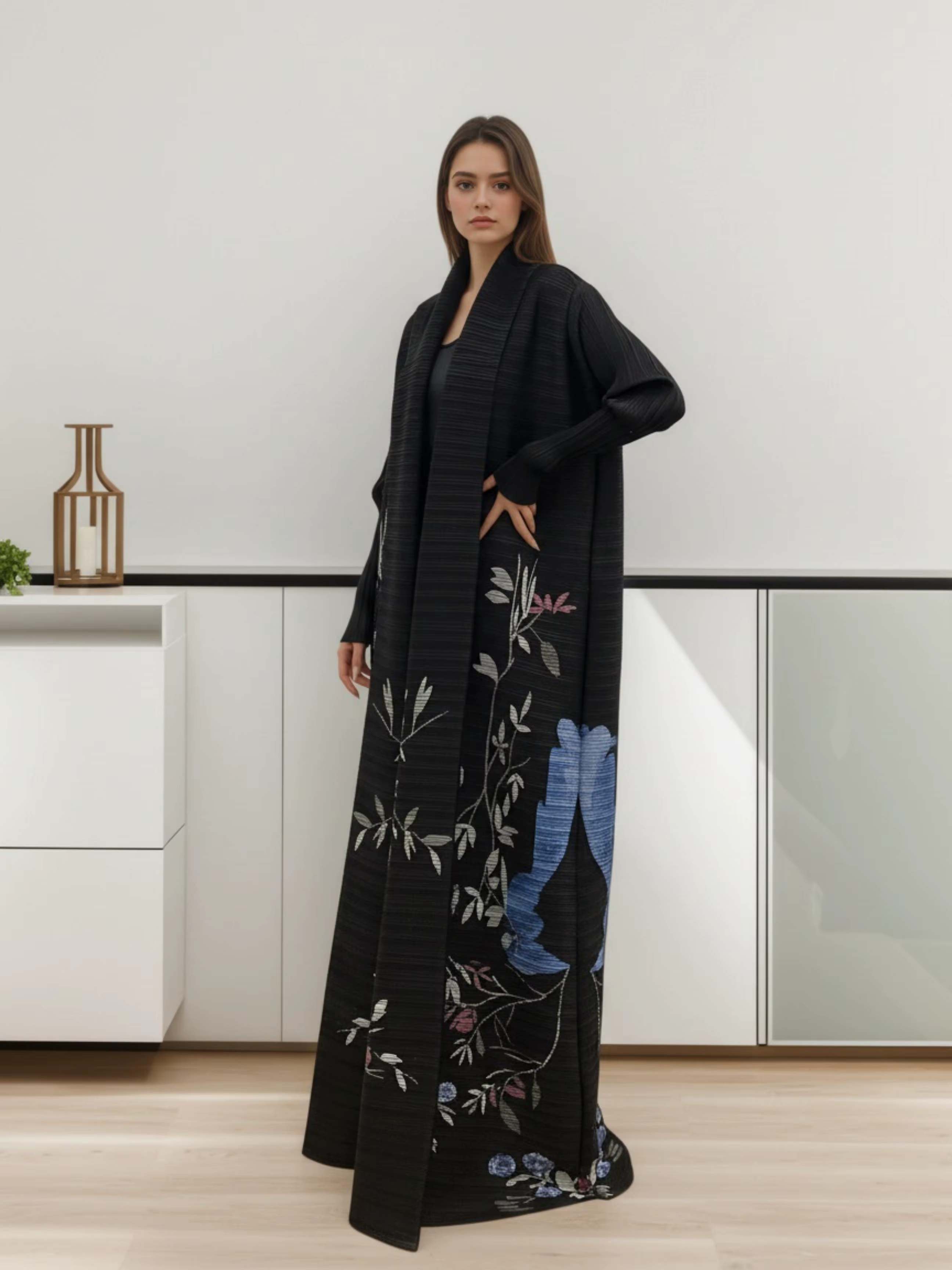 Abaya à imprimé floral du Moyen-Orient, robe longue, tenue de cérémonie musulmane, longue robe extér