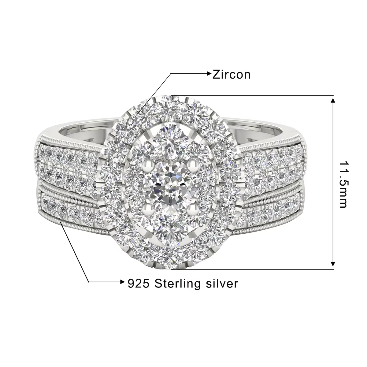 Bagues de fiançailles fantaisie de luxe Moissanite, 2 pièces, en argent Sterling massif 925, bijoux 
