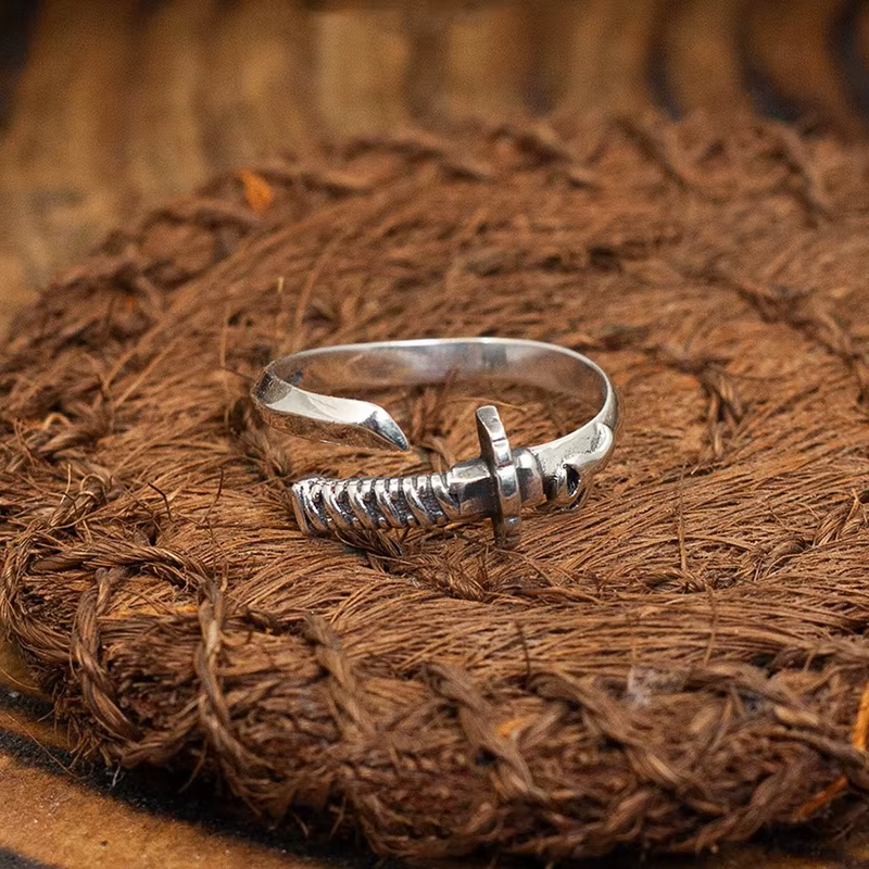 Bague épée de samouraï japonais pour hommes, anneau réglable fait à la main, lame Katana, accessoire
