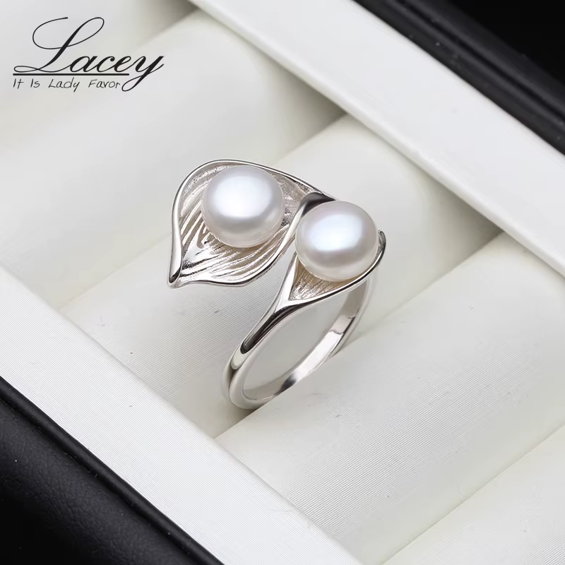 Bagues réglables en argent 925 pour femmes, bagues en perles d'eau douce naturelles, livraison direc