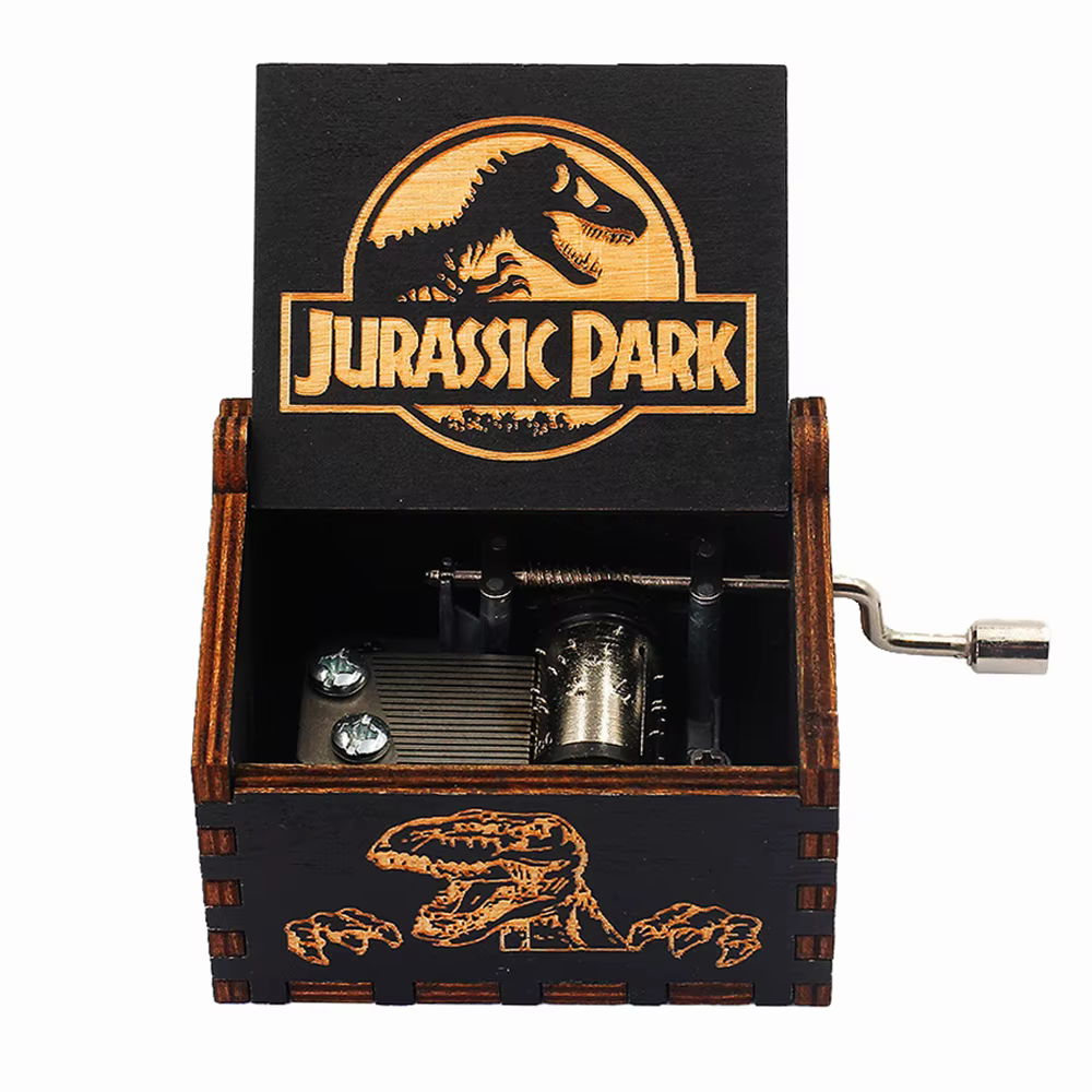 Boîte à musique en bois Jurassic Park, thème classique, pour cadeaux d'anniversaire et de Noël, scul
