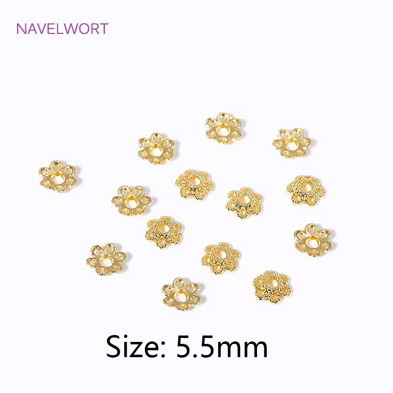 Capuchons de perles de fleurs en laiton plaqué or 18 carats, Filig123, accessoires de perles de brac