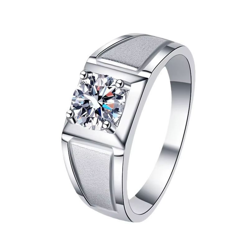 Bague en argent sterling S925 pour homme, couronne, un carat, finition givrée, bague simple, moissan