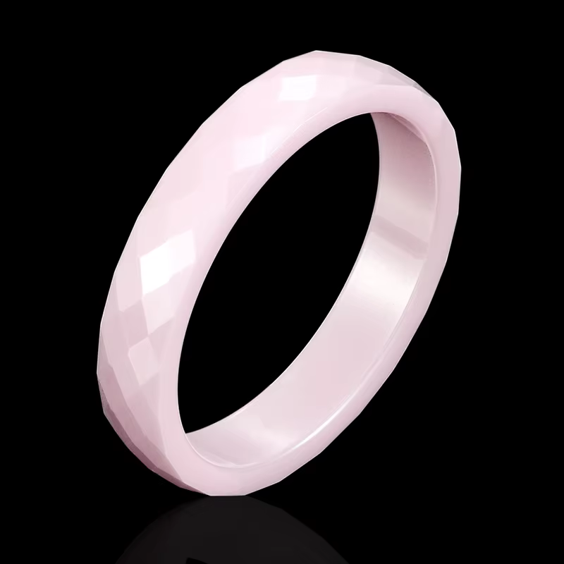 Bague en céramique découpée à la main pour femme, 4mm, rose clair, noir, blanc, magnifique, bijoux d